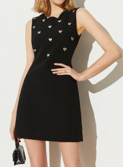 Lace Heart-Shaped Black Mini Dress
