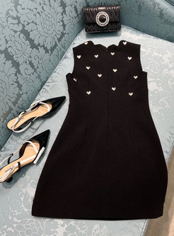 Lace Heart-Shaped Black Mini Dress