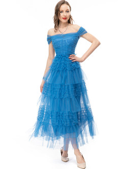 Sweetheart Mesh Ruffled Tiered Party Dress