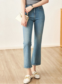 Chic High Waisted Mid-Gauge Flare Jeans For Women