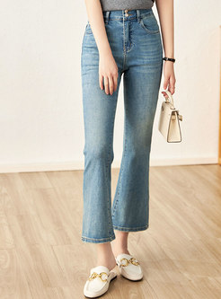 Chic High Waisted Mid-Gauge Flare Jeans For Women