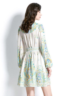 Fresh Floral-Print Puff Sleeve Mini Dress