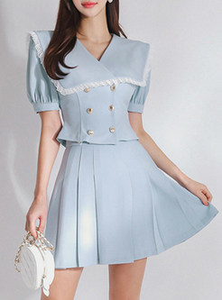 Grace Puff Sleeve Bow Front Two-Piece Mini Dress