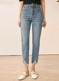 Lite Fur-Trimmed Skinny Jeans For Women