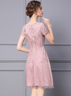Blush Pink Floral Print Corset Detail Dress