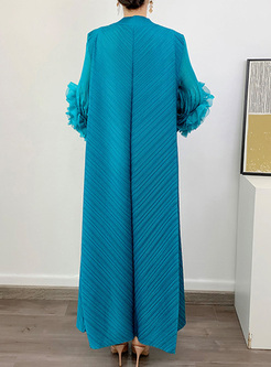 Long Sleeve Maxi Dress In Ripple Print