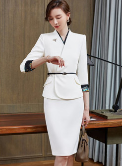 Premium Bodycon White Work Dress