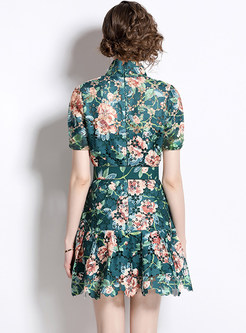 Floral Print Button-Front Mini Dress