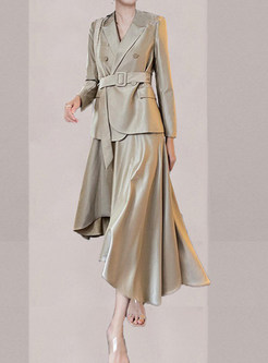 Sloid Two-Piece Asymmetric Dress