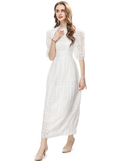 Elegant Half Sleeve Transparent Maxi Dresses