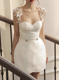 Bow Detail White Mini Dress