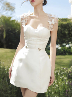 Bow Detail White Mini Dress