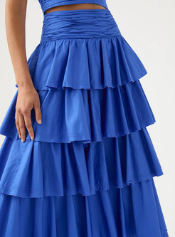 Romantic Ruffles Pleated Tiered Skirt Suits