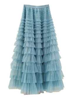Princess Lightweight Distored Selvedge Layered Maxi Skirts