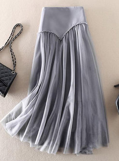 Classy Solid Patch Maxi Skirts
