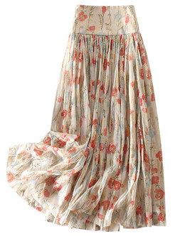 Sweet & Cute High Waisted Floral Print Maxi Skirts