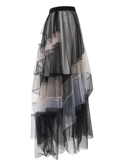 Comfortable Irregular Contrasting Transparent Tulle Skirts