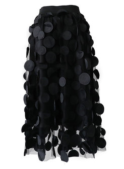 Dot Transparent High Waisted Black Skirts