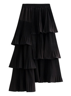 Stylish Tiered Asymmetric Skirt