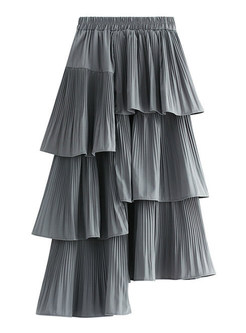 Stylish Tiered Asymmetric Skirt