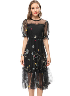 Chance For Us Floral Print Mesh Dress