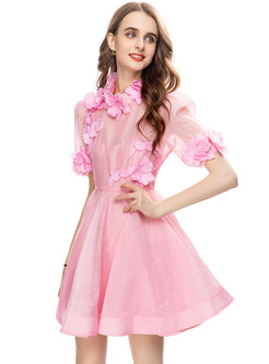 Babydoll Date Dress With Big Flower In Detail