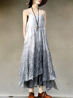 Strap Gradient Asymmetric Maxi Dress