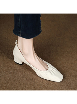 Pleated High Heels Square Shoes