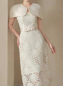 Elegant Openwork White Dresses