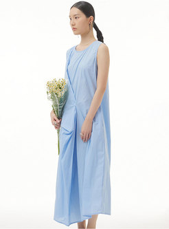 Solid Color Boxy Sleeveless Midi Dresses