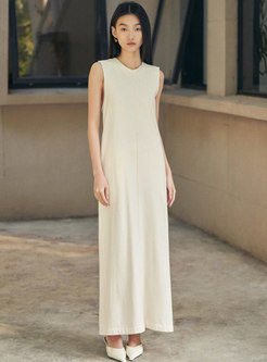 Simple Sleeveless Solid Color Maxi Dresses