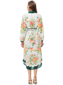 Tie Waist Floral Print Maxi Dress