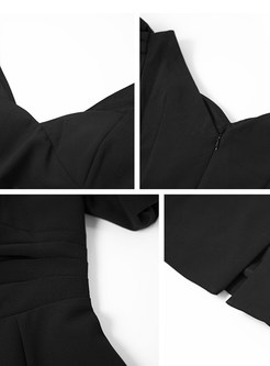 Black Puff Sleeve Corset Bodycon Dress
