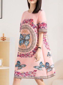 Shift Dress With Floral And Butterfly In Detail