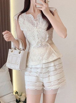 Petite Transparent Embroidered Lady Suits Sets