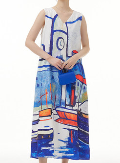 Sleeveless Color-Blocked Maxi Dress
