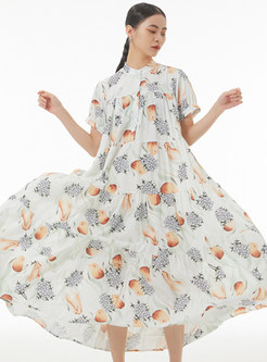 Floral Print Big-Hem Maxi Dress