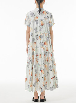 Floral Print Big-Hem Maxi Dress