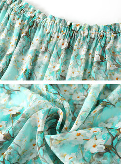 Off-The-Shoulder Floral Print Tie Waist Dress