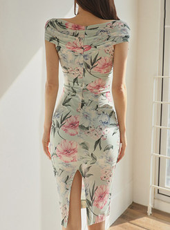 Tailored Sexy Floral Print Bodycon Dress