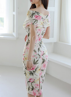Tailored Sexy Floral Print Bodycon Dress