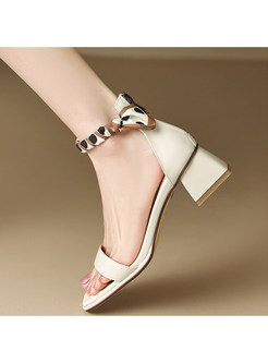 Square Heel Mid Heels Low-Fronted Shoes