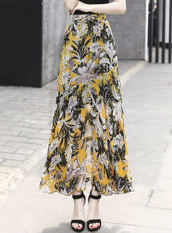 Hot Floral Print Maxi Skirt