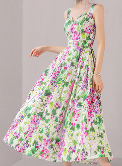 Strap Maxi Dress In Allover Floral Print