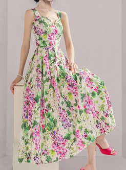 Strap Maxi Dress In Allover Floral Print