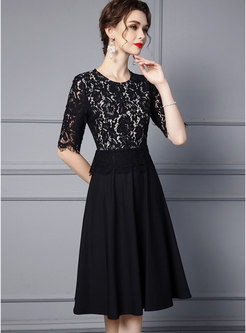 Lace Half Sleeve Black Dresses