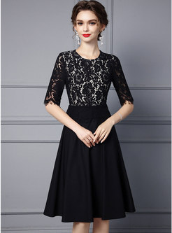 Lace Half Sleeve Black Dresses