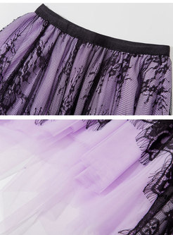 Blooming Irregular Lace Maxi Skirts