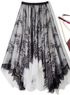 Blooming Irregular Lace Maxi Skirts