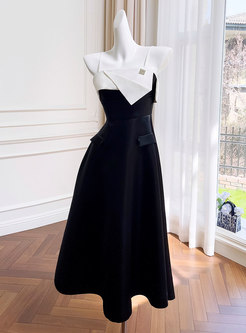 Minimalist Contrasting Strap Vintage Dresses